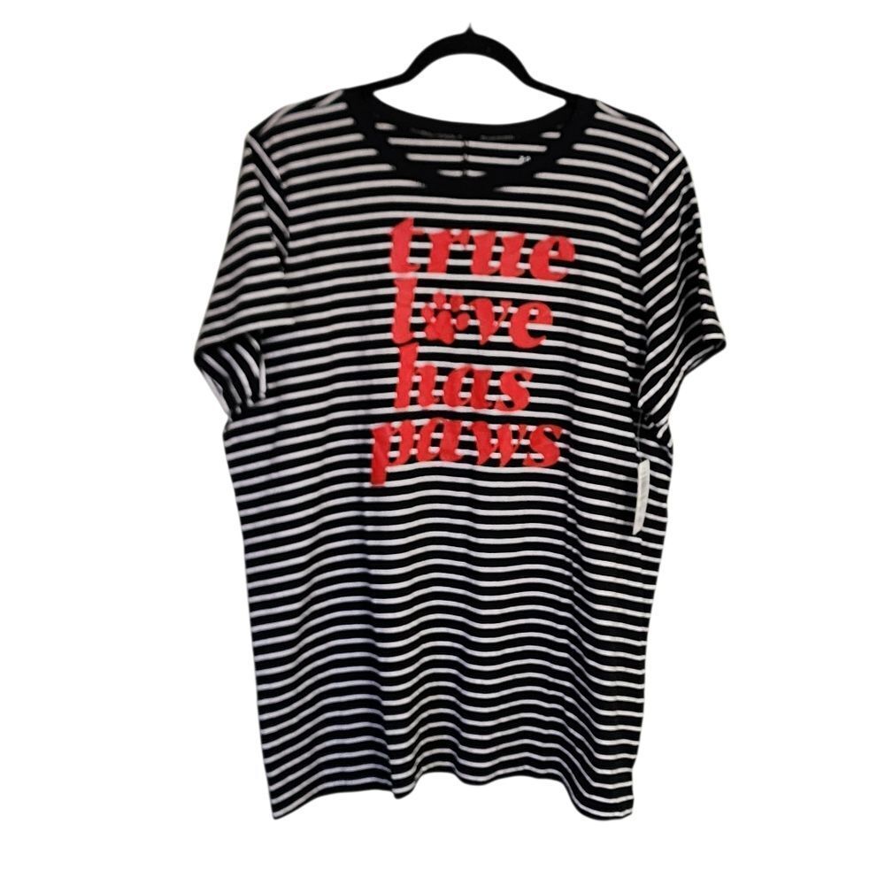 Torrid Classic Fit Graphic Tee Shirt 2X Black White Striped NWT